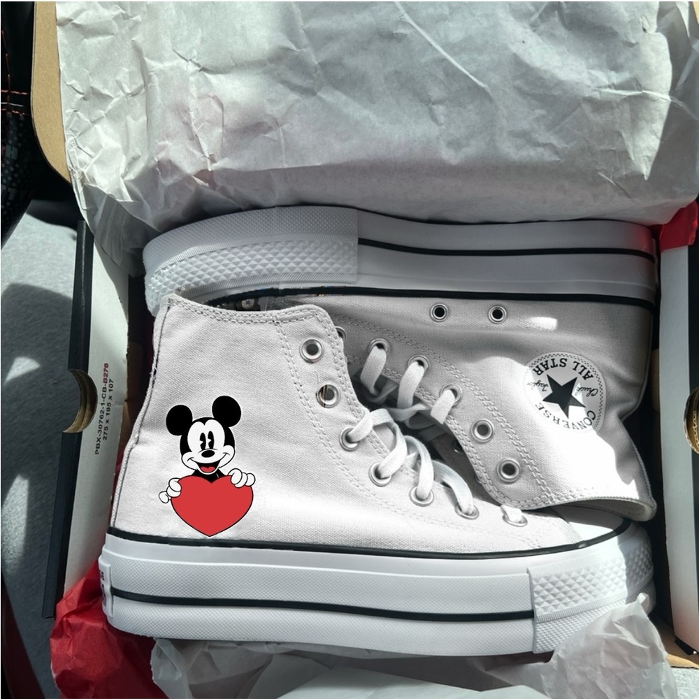 New White Platform Mickey Mouse Converse